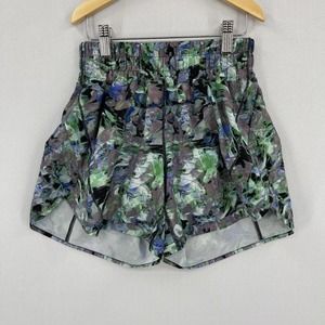 Lululemon 2 Track That Mid-Rise Lined Short 5" Rapid Flourish Floral Blue Green